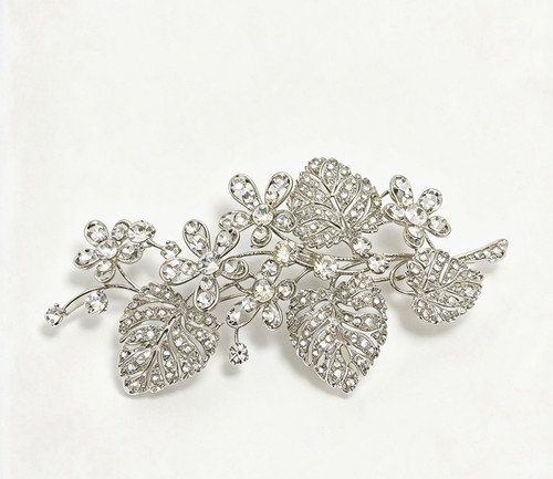 Silver metal leaf hair clip - leaf,