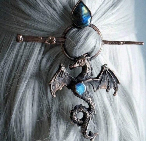 Dragon hair clip with - dragon, blue