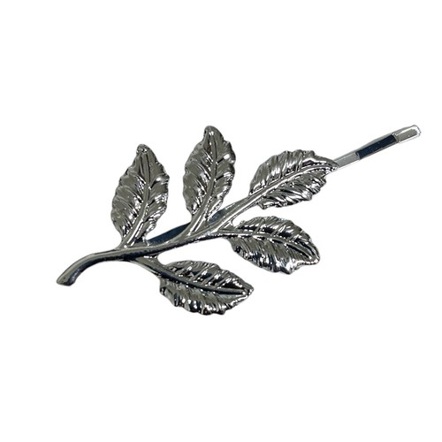 Silver leaf shape hair - silver,