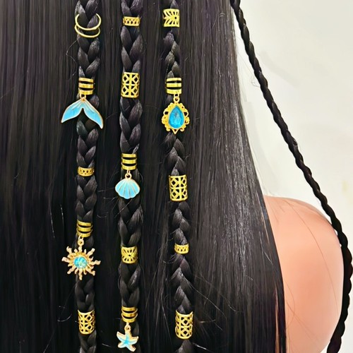Hair braids beads gold - braids,