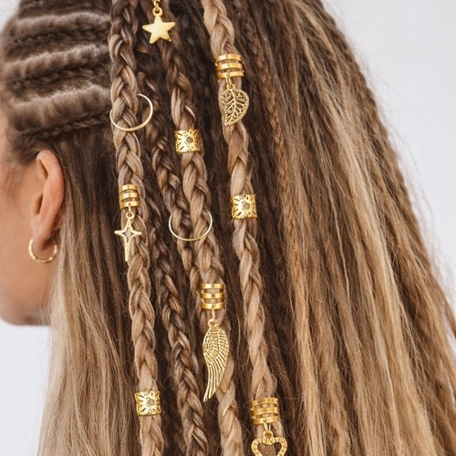 Hair braids beads gold - hair,