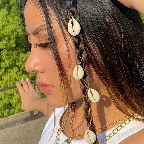 Boho sea shell hair rings - sea,