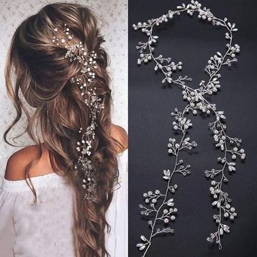 Bridal crystal pearl headband - crystal,