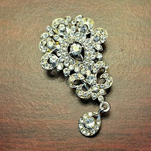 Silver tone clear rhinestone - silver,