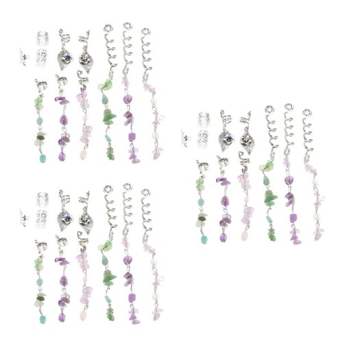Metal and stone hair charms - metal,
