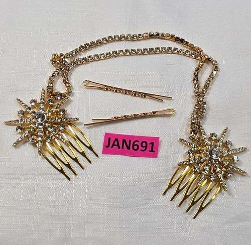 Gold tone crystal rhinestone - gold,