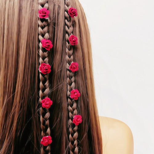 Hair braids beads - beads, rose